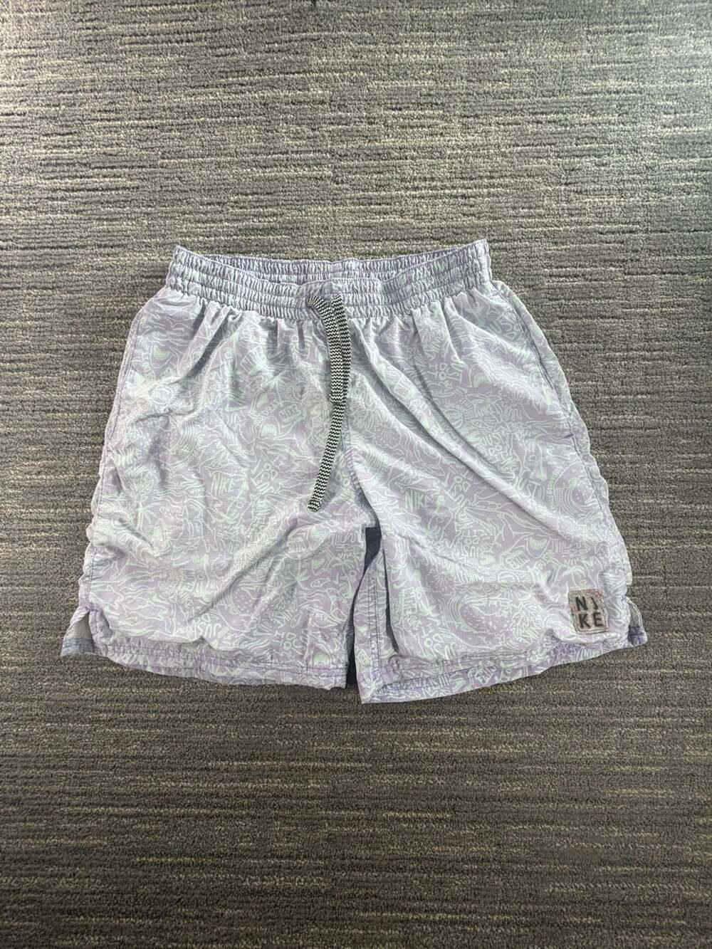Nike Men's Graphic Print Swim Volley Shorts Lavender